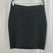 Eileen Fisher Gray Sleek Tencel Merino Interlock Pencil Skirt Womens Size Medium