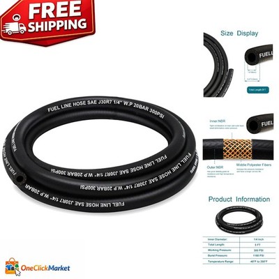 High-Performance 1/4 Inch ID NBR Fuel Hose - 5FT, 1160 PSI - Versatile Use