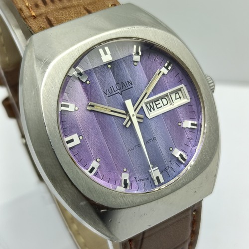 Vulcain Automatic 25 Jewels S7729A Cal.2789 Purple Dial Vintage Herrenuhr