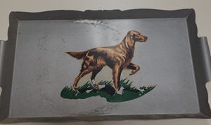 Older  Vintage Irish Setter Dog Metal Tray  16" x 9"