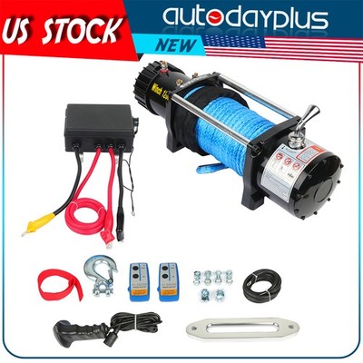 12000LBS Electric Winch Waterproof Truck Trailer 26m Synthetic Rope Off-Road 4WD