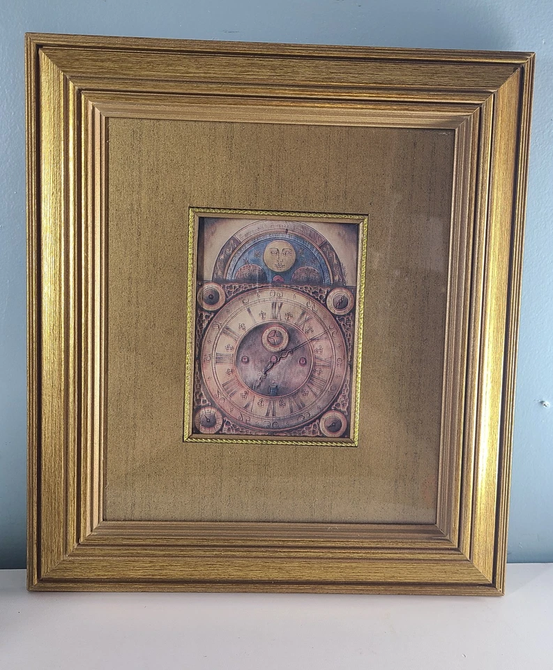 复古黄金天体框架艺术月亮星星时钟奇思戈特 13x14 — 第 2/4 张图片