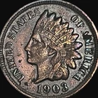1903 Indian Head Penny Full LIBERTY Partial Diamonds Nice Grade Cent Coin D6-57