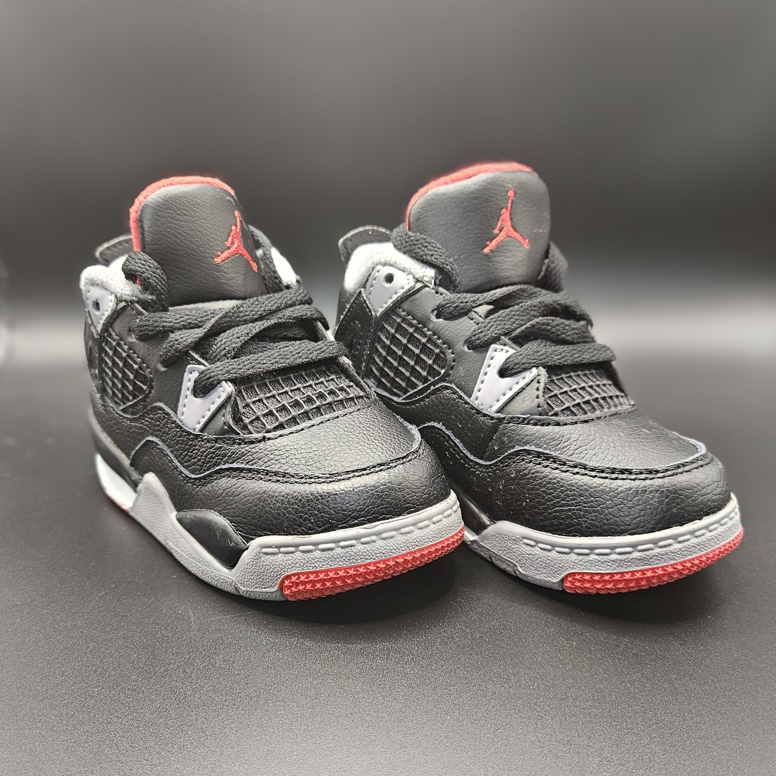 Nike Air Jordan 4 Retro Toddler Size 7C Black Gray Bred 