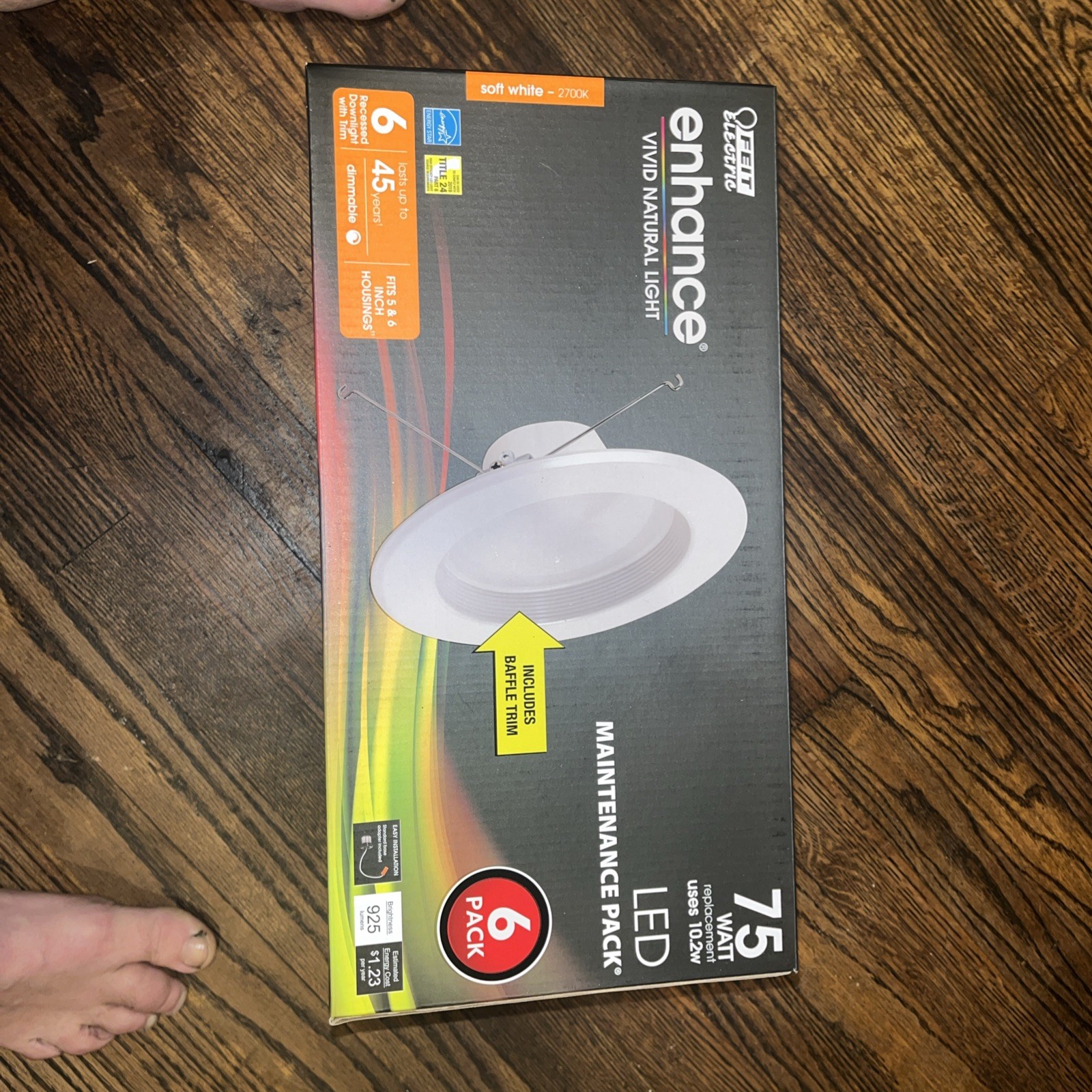 Feit electric 6 pack recessed 75 watt LED maintenance pack soft white 2700K