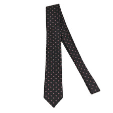 Vintage Bonjour Silk Tie Black Red Geometric Diamonds Made in USA 2.5" x 56.5"