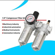 Air Line Filter Separator Regulator 1/4'' Aluminum Water Oil Trap Compressor