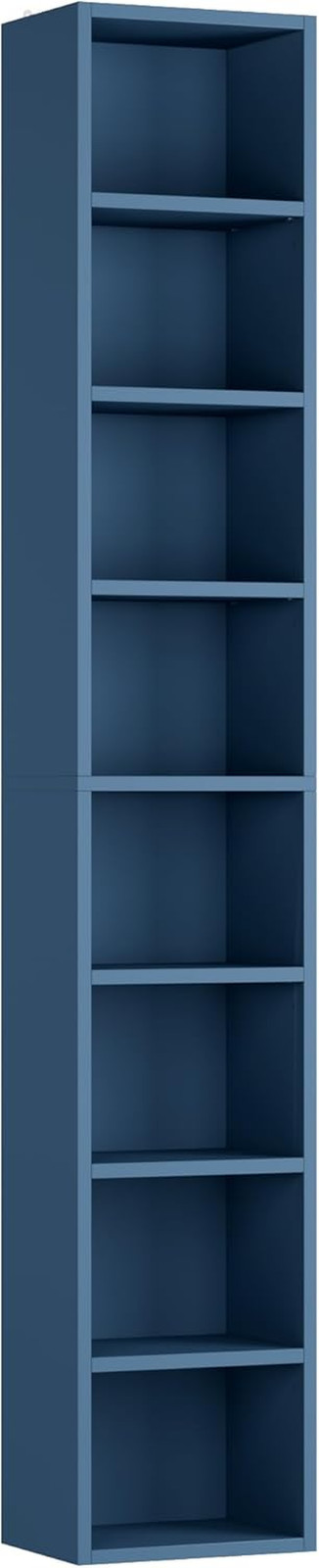 8-Tier Slim Media Tower Rack with Adjustable Shelves for Home Office, Blue