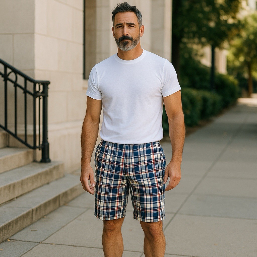 tommy hilfiger dress shorts TOMMY HILFIGER Men's Classic-Fit Flat-Front Blue Green Plaid Dress Shorts  36