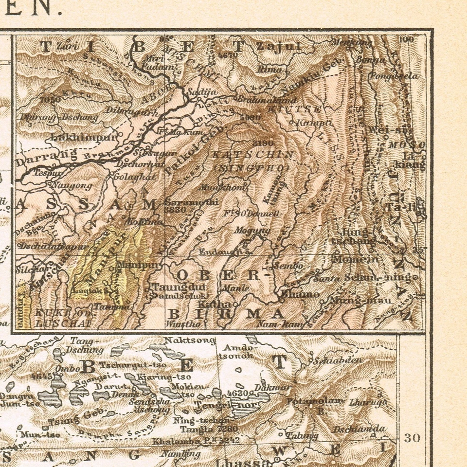 Старинная винтажная оригинальная карта Индии 1898 г. Мумбаи Калькутта Индостан - Изображение 3 из 4