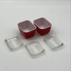 Pyrex Primary Red Refrigerator Dish 501 1.5 Cup 5 Pc Set 2 Dishes 3 Lids Vintage