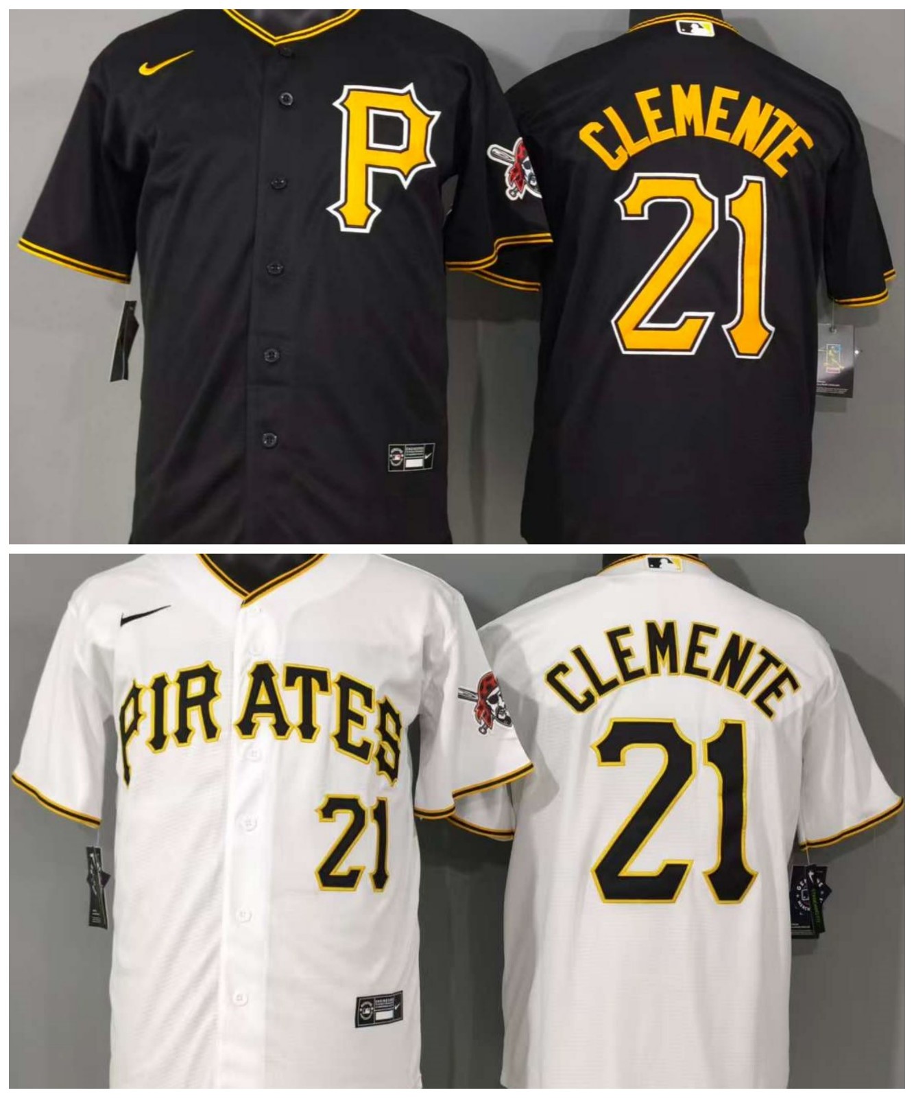 ​​Tariffs​ Free! PIT Pirates #21 Roberto Clemente Cool Base Sewn Stitched Jersey
