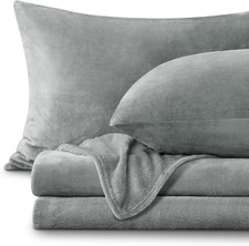Flannel Sheets King Size Grey - Super Soft Fleece Sheets Set Fluffy Extra Plush,