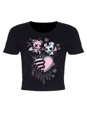 Cosmic Boop Two Aesthetics Crop Top schwarz