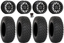 Valor V16 Bdlk 15" Wheels Bk +35mm 33" RT320 Tires Yamaha Wolverine RMAX