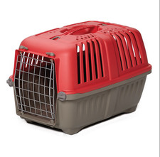 Hard-Sided Pet Carrier 22" Red, 1-Door Dog  Cat Travel Crate