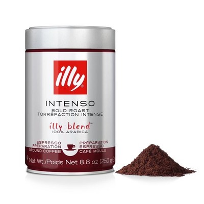 illy Intenso Ground Espresso Coffee EXP: 06/2027, Bold Roast, Intense, Robust