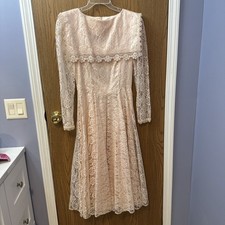 Vintage Jessica McClintock For Gunne Sax Midi Dress Blush Lace