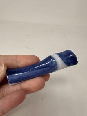 Vtg Chopstick Rest Bamboo Porcelain Blue And White Set Of 4 (B-691