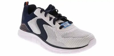 Skechers Lite-Weight Memory Foam Track Lerko White Navy Shoes 232965 Men s 13