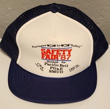 VTG Trucker Hat One Sz Safety Fair 1987 Snapback Promotional Cap