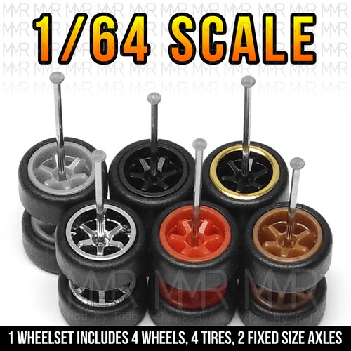 Scala 1/64 TE37 SMALL 6 Raggi Real Rider Ruote Cerchi Set Pneumatici per Hot - Foto 6 di 10