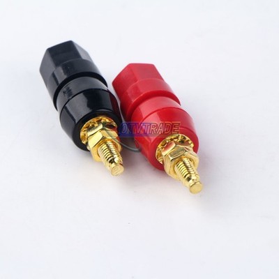 2pcs Audio Speaker Cable Binding Post Connector Gold #pk