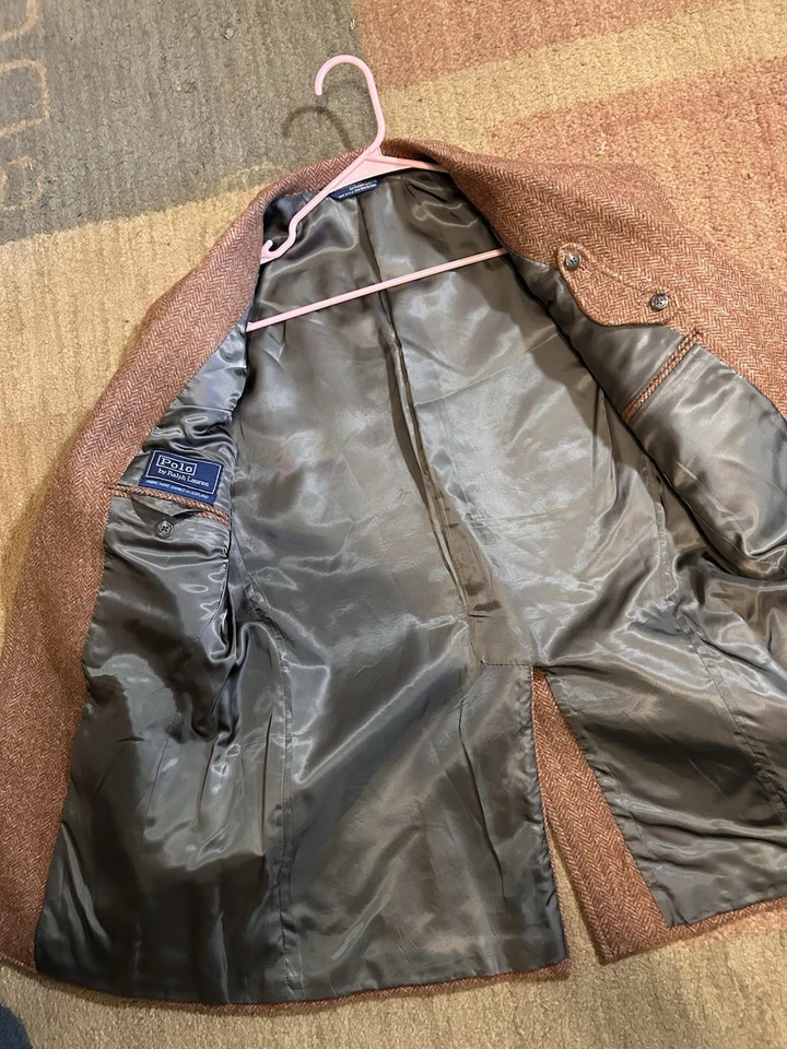 Blazer Polo Ralph Lauren Años 70 Raro Naranja Espiga Tweed 2 Botones EE. UU. USADO EN EXCELENTE ESTADO Foto 2 de 4