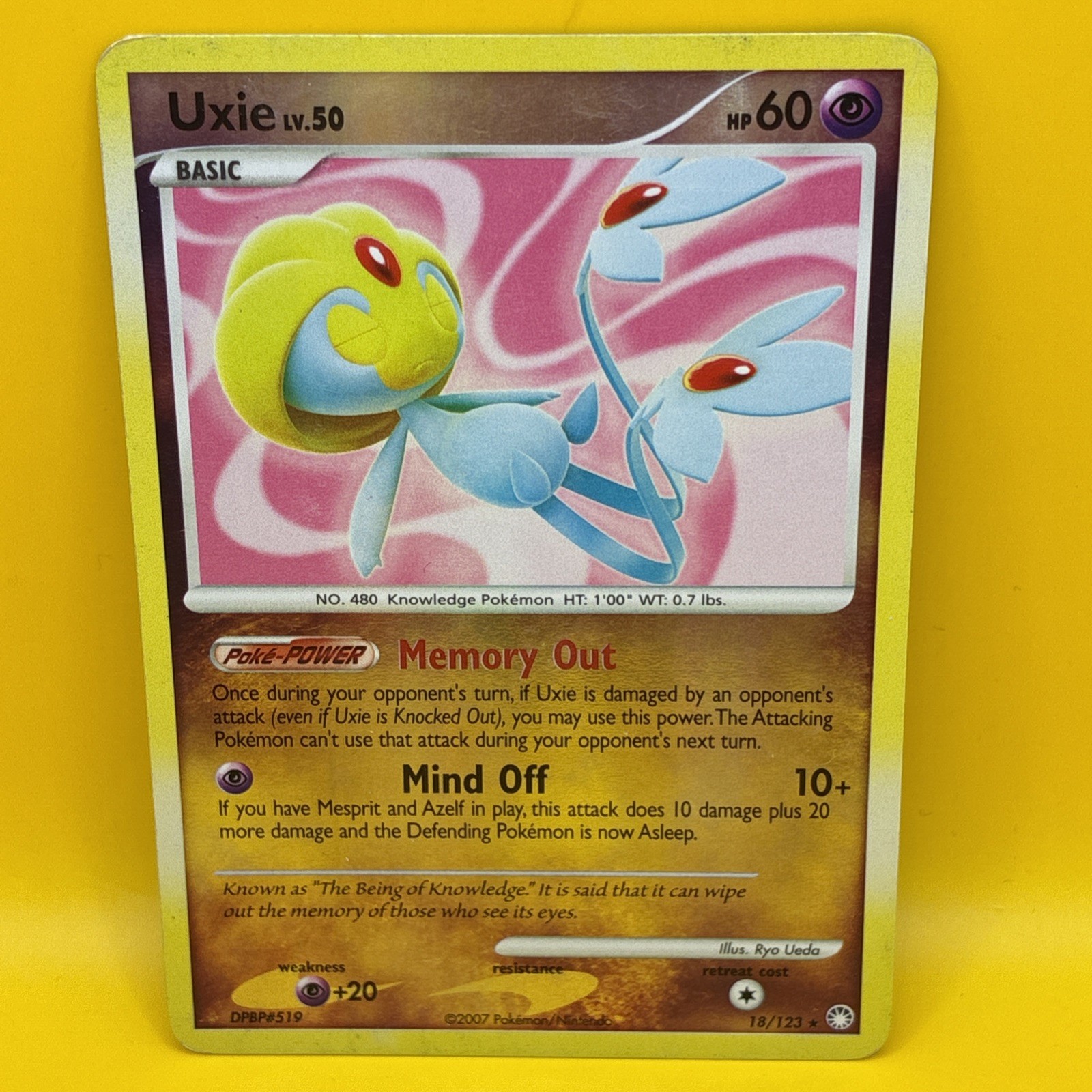 UXIE   LV. 50  ( 18/123    ) 2007 Pokemon/ Nintendo Card Reverse Holo