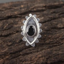 Oval Genuine Black Onyx Sterling Silver Bezel Set Engagement Band Ring Jewelry