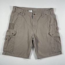 Carhartt Cargo Shorts Mens 40 Beige Canvas Workwear Utility Ripstop Pockets