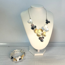 Argento August Woods Necklace Bracelet Set Floral Modern Silver-Tone Gold-Tone