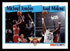 Michael Jordan / Karl Malone 1991-92 Hoops Scoring Leaders Card #306