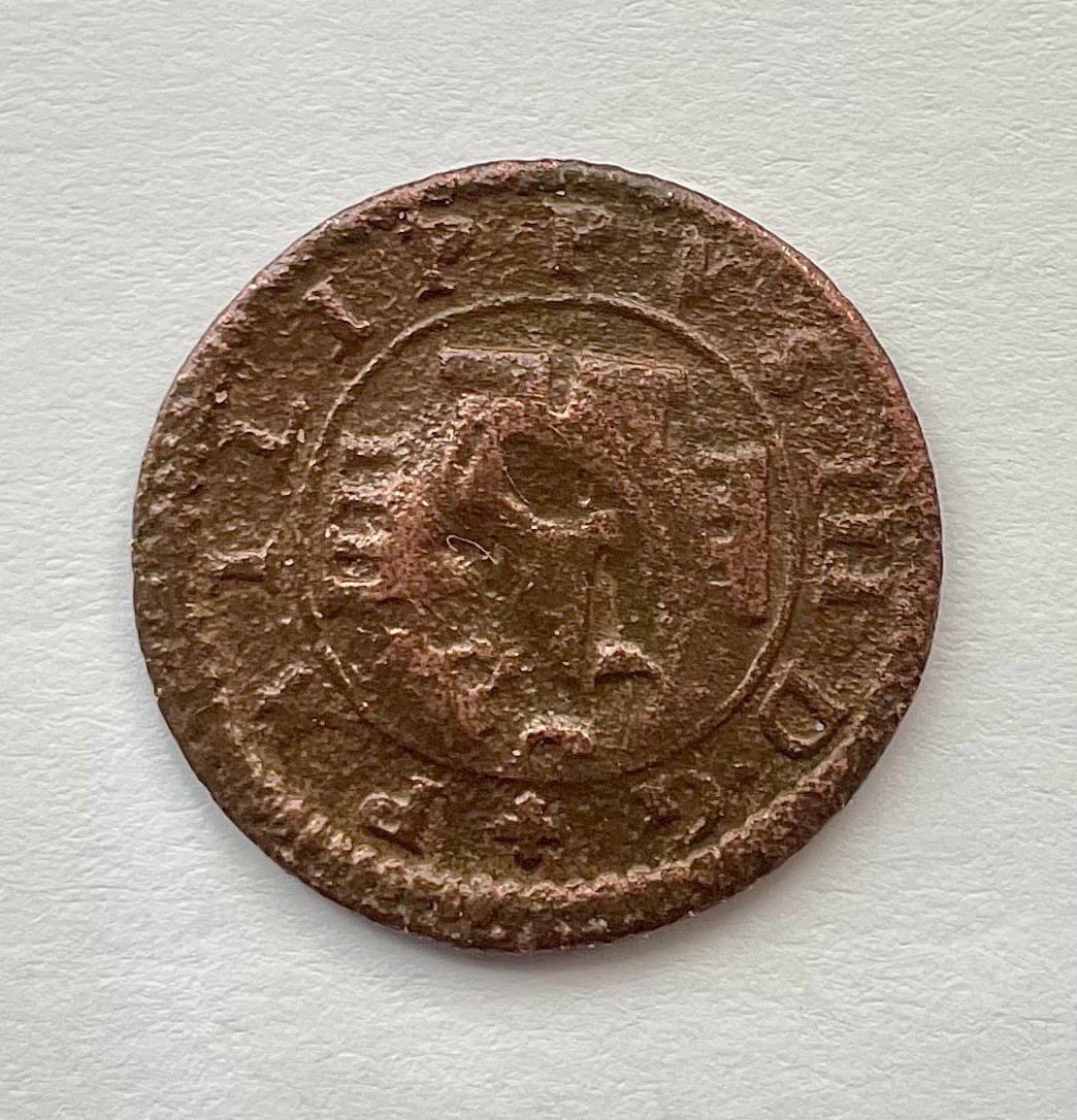 1604 King Felipe III 4 Maravedis Authentic Spanish. Resello VI. Segovia. F/VF