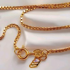 NEW GENUINE 14K Yellow Gold 24" Box Link 2.4 g. Chain Necklace Made In Italy