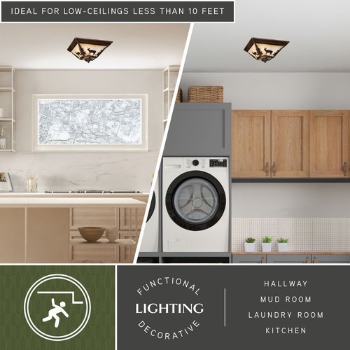 Vaxcel Lighting CC55414 Bryce 3 Light Flush Mount Indoor Ceiling - Bronze - Picture 10 of 11