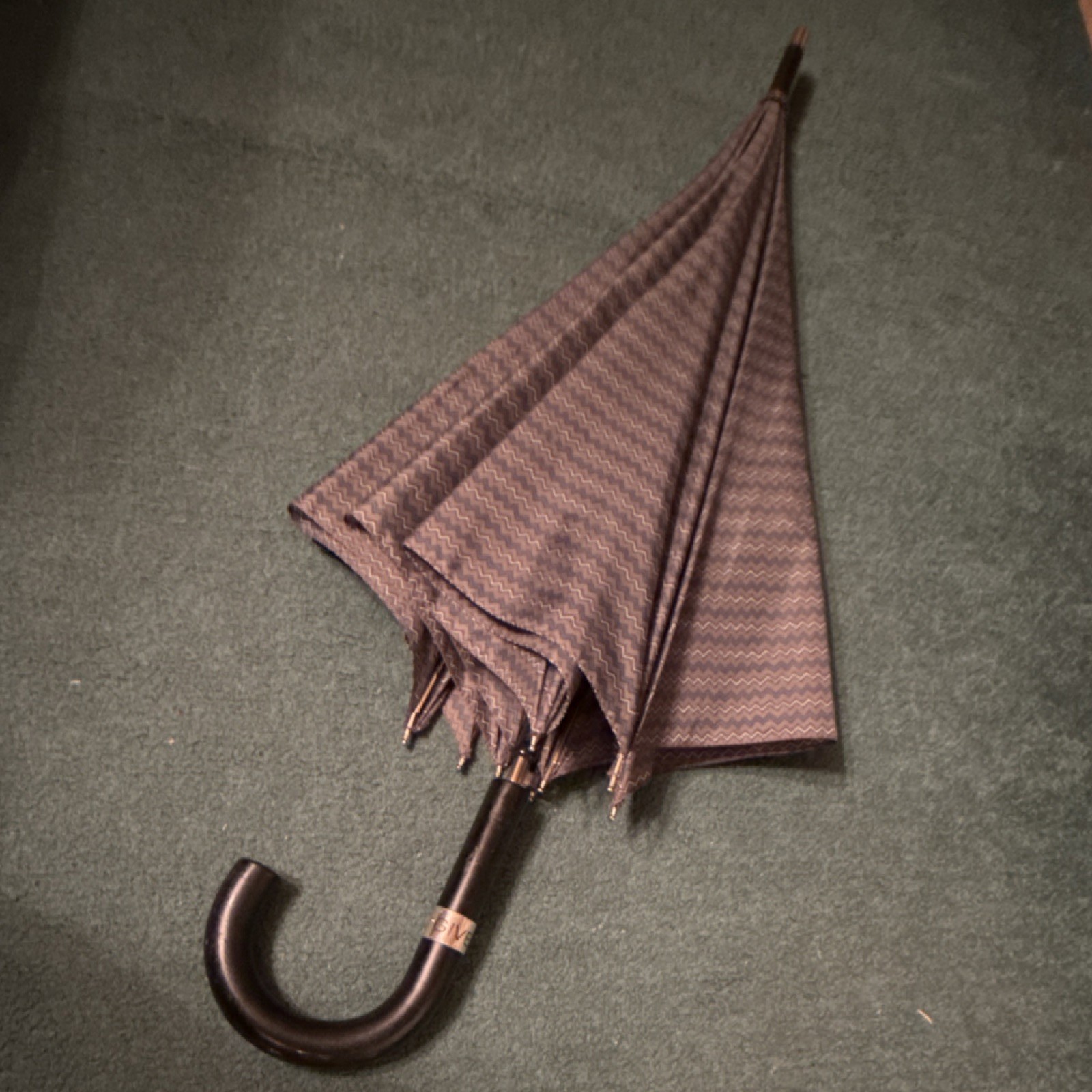 Givenchy Vintage Zigzag Pattern Umbrella Brown Bl… - image 9