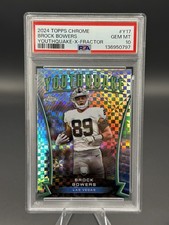 PSA 10! 2024 TOPPS CHROME BROCK BOWERS YOUTHQUAKE-X-FRACTOR Las Vegas Raiders