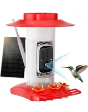 Hummingbird Feeder with Camera for Outdoors, 2K Solar Powered Smart Bird Red 