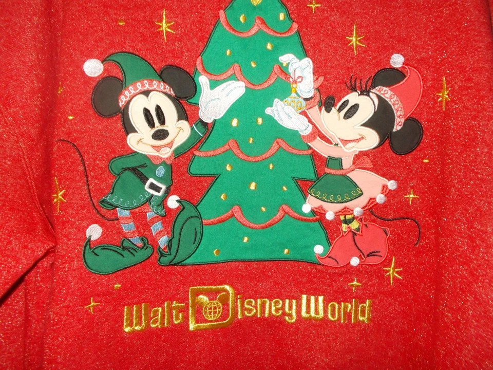 Disney Parks Walt Disney World Mickey & Minnie Mouse Navidad Sudadera Talla 3X Foto 3 de 4