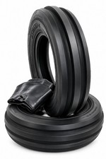 Set of 2 4.00-12 Front 3 Rib Tractor Tires with Tubes , Heavy Duty 4 PLY 400x12