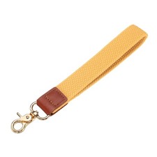 Wrist Lanyard Keychain, Braided Wristlet Strap with Gold Clasp, Yellow