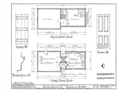 2. First floor attic plans; doors B; profile trim - Dogan House, U.S. Route 29