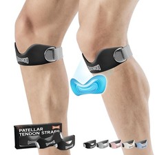 GOUNOD 2-Pack Silicone Patellar Tendon Knee Strap Pain Relief for Sports Black