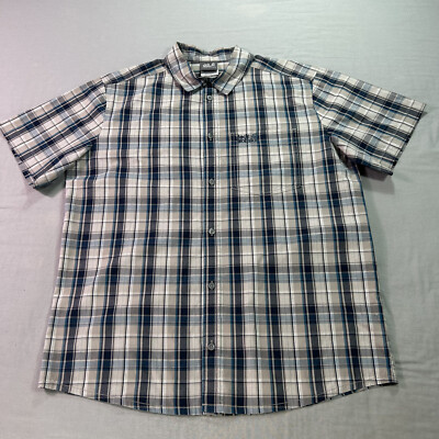 Jack Wolfskin Shirt Mens Large Gray Plaid Button Up Outdoor Casual Adult