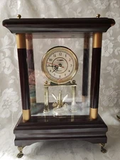 Pomtrex Quartz Mantle Clock Cherry Wood Working Good