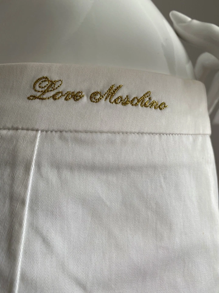Falda Corta Love Moschino Logo Algodón Blanco Talla 4 EE. UU. Foto 4 de 4