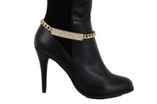 Women Boot Bracelet Anklet Gold Chain Metal Shoe Club Bling Party Plate Charm
