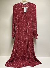 Mango Woman midi Red Dress With Polkadots Size M/6