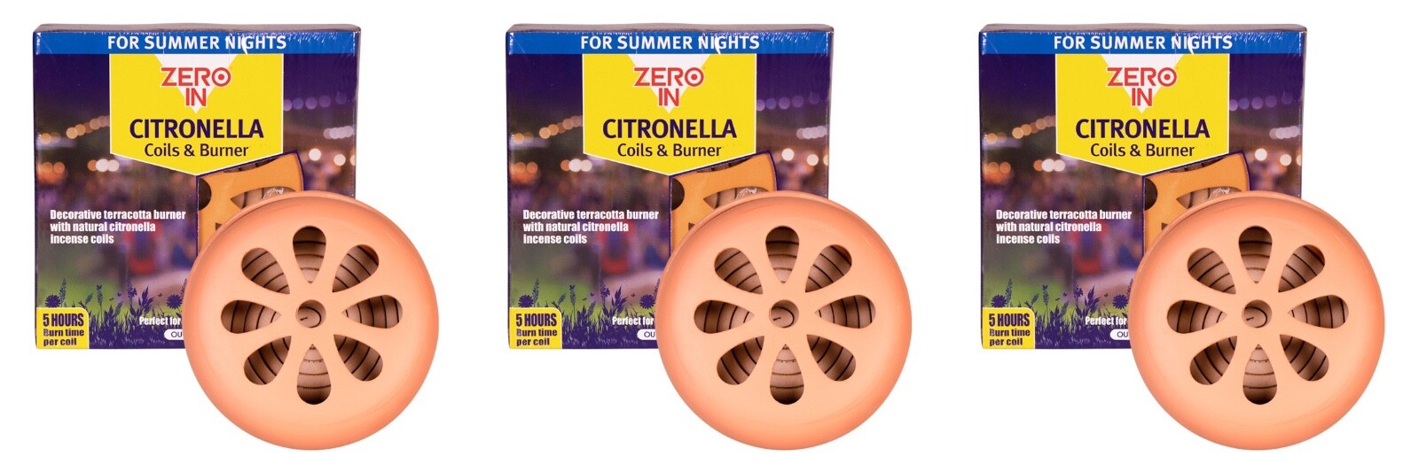 4x Zero In Citronella Terracotta Outdoor Garden BBQ Patio Burner and 6 Coil Pack - Image 5